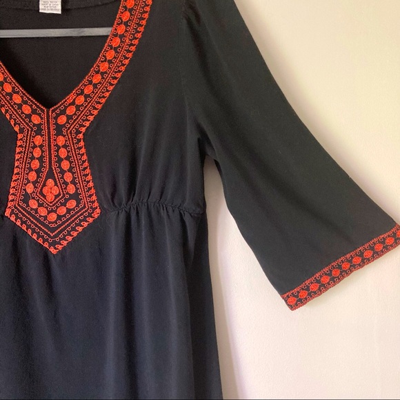 Black Tunic with Orange Embroidery - Picture 2 of 5